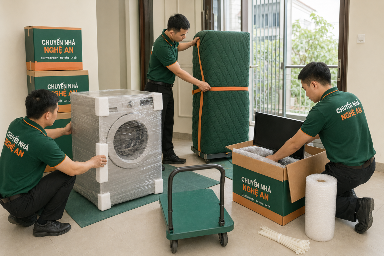 Bọc lót đồ đạc khi chuyển phòng trọ tại Vinh, Nghệ An