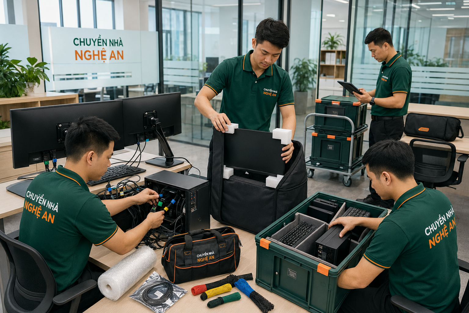 Tháo lắp bàn ghế, vách ngăn khi chuyển văn phòng