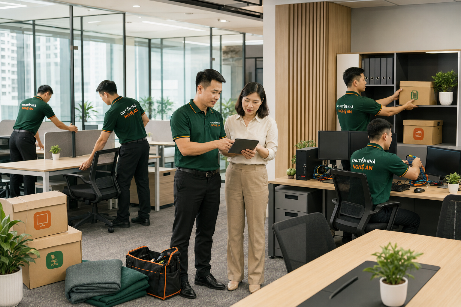 Bảo vệ thiết bị văn phòng khi chuyển văn phòng trọn gói tại Nghệ An