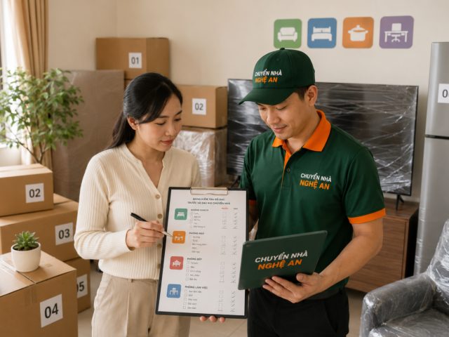 Bảng kiểm tra đồ đạc theo từng phòng được nhân viên trao đổi cùng khách hàng
