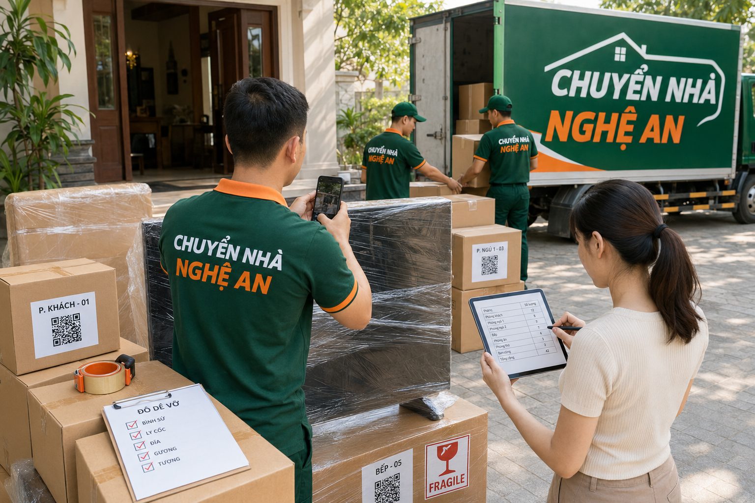Chụp ảnh và dán mã theo dõi từng thùng đồ trước khi chuyển để kiểm kê chính xác