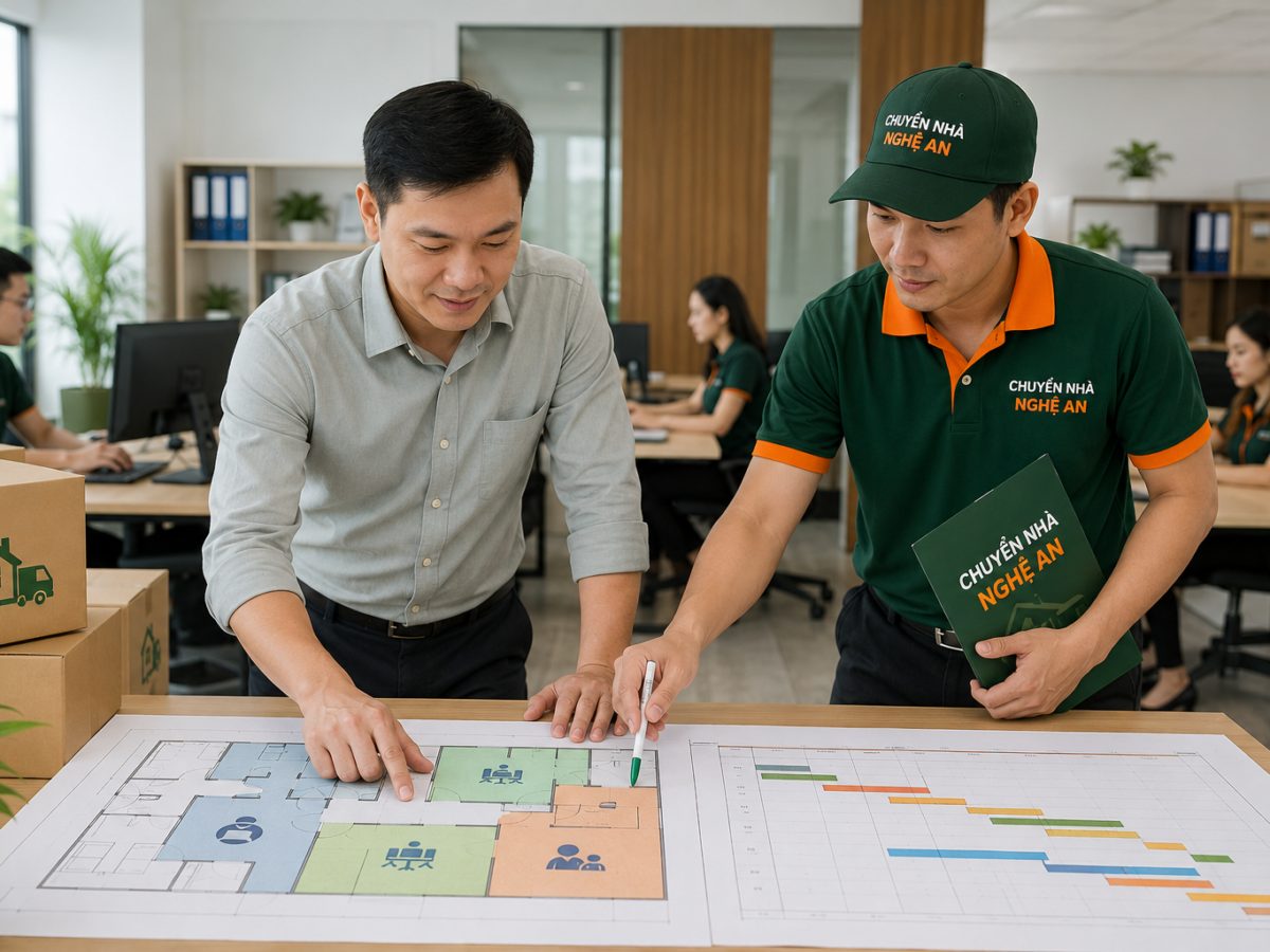 Nhân viên Chuyển Nhà Nghệ An khảo sát nhà mới trước khi chuyển nhà phường Vinh Hưng