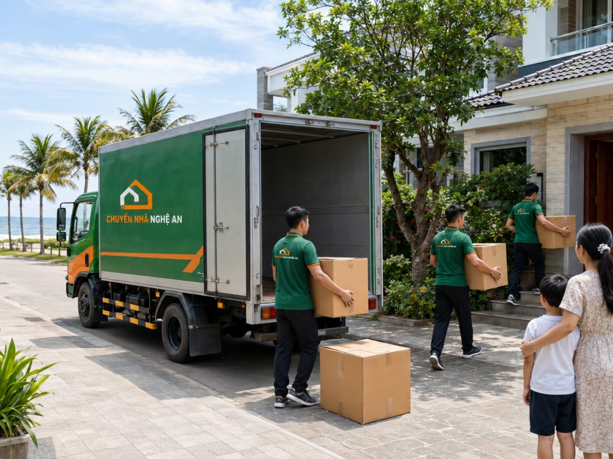 Đội ngũ Chuyển Nhà Nghệ An thực hiện dịch vụ chuyển nhà trọn gói tại phường Cửa Lò
