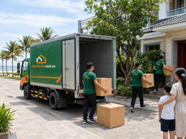 Đội ngũ Chuyển Nhà Nghệ An thực hiện dịch vụ chuyển nhà trọn gói tại phường Cửa Lò