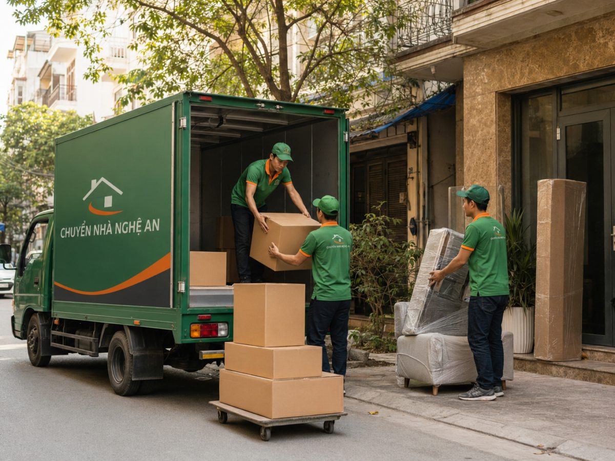 Đội ngũ Chuyển Nhà Nghệ An thực hiện dịch vụ chuyển nhà trọn gói tại phường Thành Vinh