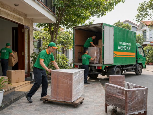 Đội ngũ Chuyển Nhà Nghệ An thực hiện dịch vụ chuyển nhà trọn gói tại phường Vinh Lộc