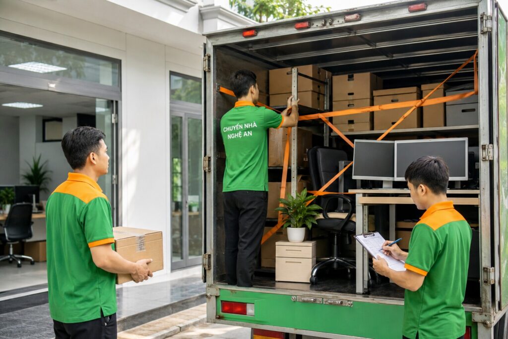 Đội ngũ Chuyển Nhà Nghệ An vận chuyển thiết bị văn phòng tại phường Cửa Lò