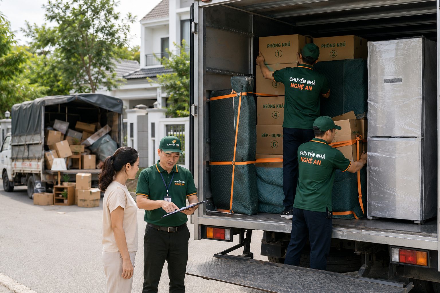 So sánh xe chở đồ tự phát không chằng buộc và xe chuyên dụng có chằng buộc, dán nhãn rõ ràng